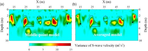 Variance of the models on the estimated ‘global’ Pareto front. (a) and (b) represent the variance of the middle-point model (Fig 5d) and averaged model, respectively.