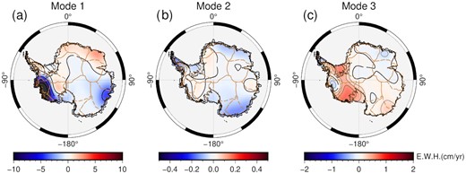 The rate maps of the trend components, Mode-1, Mode-2 and Mode-3 in Fig. 2.