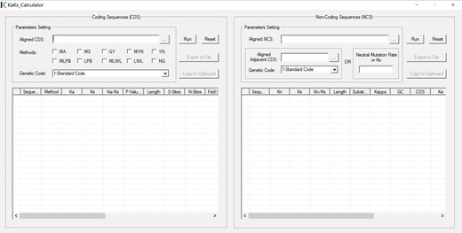  Graphical user interface of KaKs_Calculator 3.0 