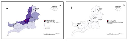 Spatial patterns mental health clinic Carriacou and Petite Martinique—(a) Fridays week 1, (b) all other days