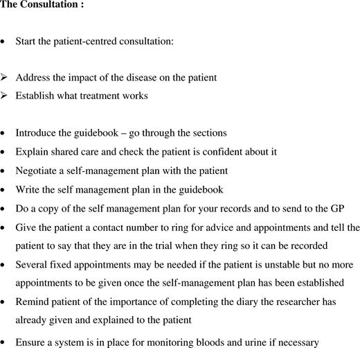 Notes for consultants on how to conduct the intervention consultation.