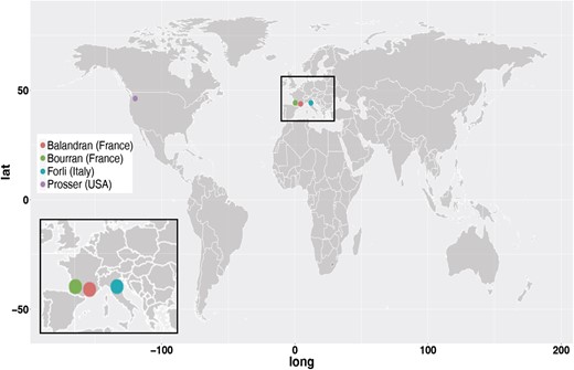 Location of field trials included in this study