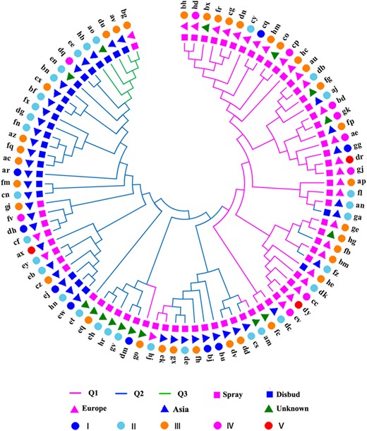 Neighbor-joining phylogenetic tree of the 88-entry germplasm panel constructed using 92,811 SNPs