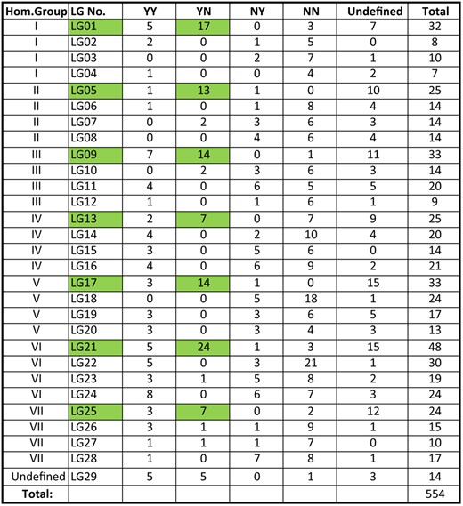 Subgenome assignments within homeology groups