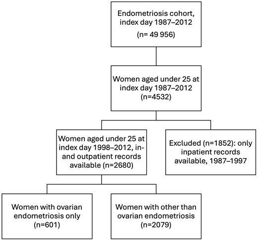 Flow chart of the formation of the endometriosis cohort.