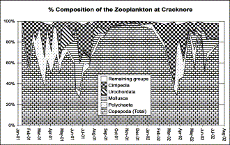 Total composition of the mesozooplankton at Cracknore during 2001–2002.