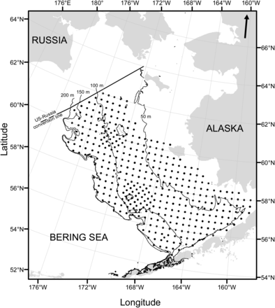 Location of the EBS bottom-trawl survey stations.