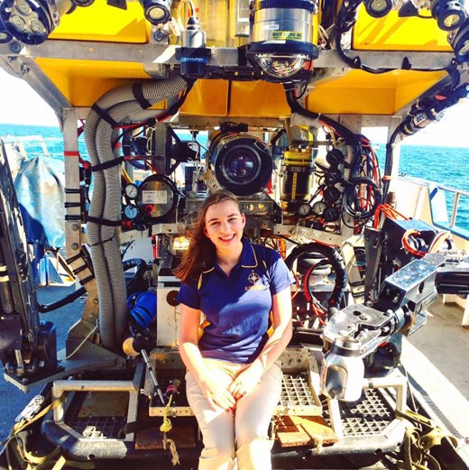 Kelsey with the ROV Hercules on board E/V Nautilus in 2016.