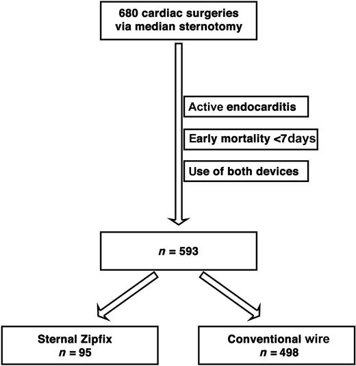 Flow chart with patient population and exclusion criteria.