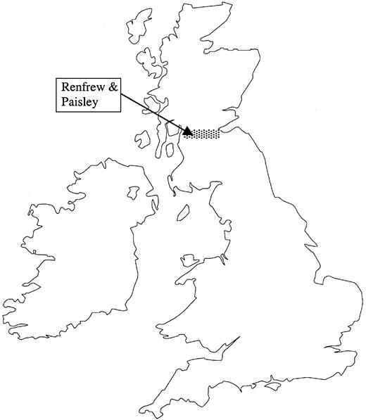  Map of Great Britain showing location of the studies NB: Shading represents collaborative study area.