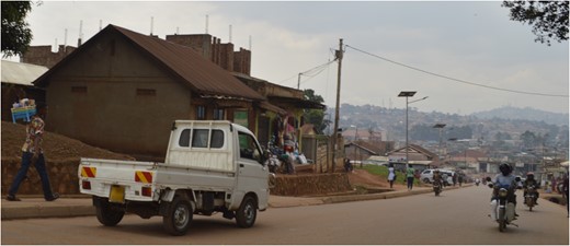 Urban road scene in Wakiso