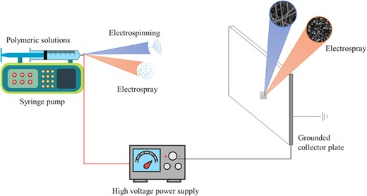 Electrospinning/electrospray scheme.
