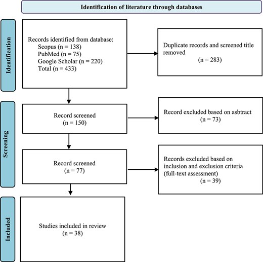 Flowchart of the systematic review search process based on PRISMA guidelines.