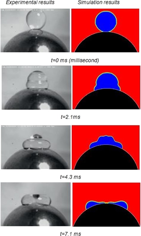 The comparison of the experiment results and simulation results.