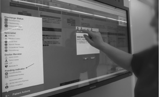 Patient flow board.