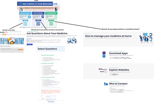 Pictures of the intervention (three websites) and mode of delivery (poster)