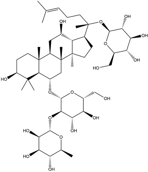 The chemical structure of ginsenoside.