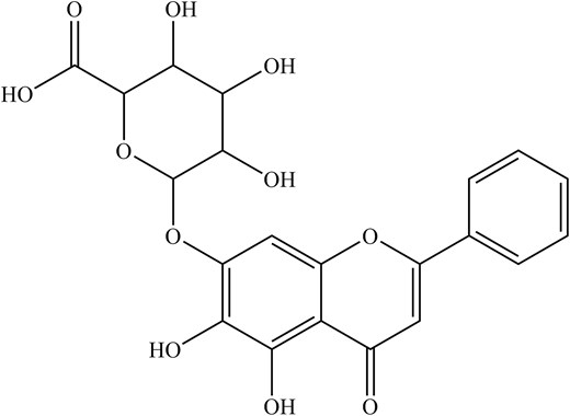 The chemical structure of baicalin.
