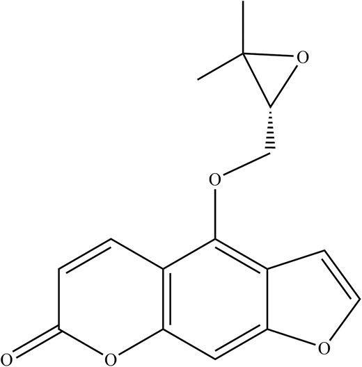 The chemical structure of oxypeucedanin.