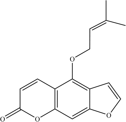 The chemical structure of isoimperatorin.