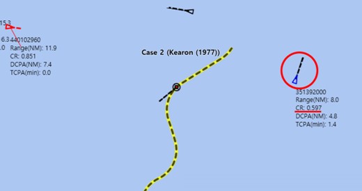 The situation at the sailing distance of 7.5 km (Fig. 19b) in Case 2.