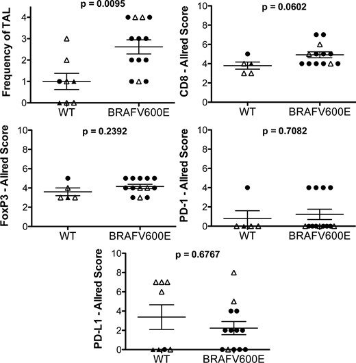 BRAFV600E mutation and immune phenotype.