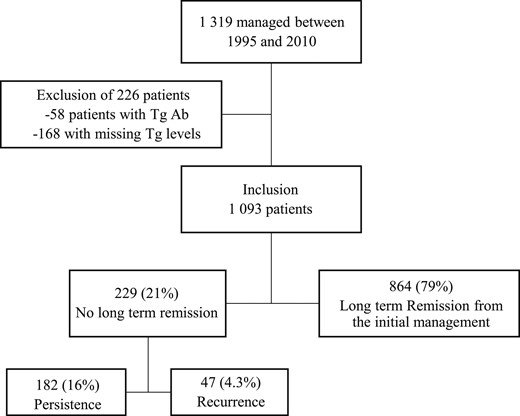 Flowchart summarizing patients’ inclusion at the study. Tg Ab, anti-thyroglobulin antibodies.