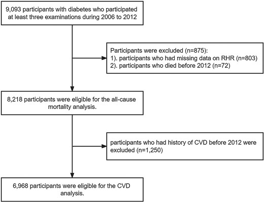 Eligibility of the study patients. The flowchart of the eligibility of study patients included in the current study. Abbreviation: CVD, cardiovascular disease.