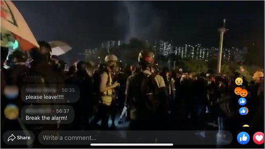 Screenshot of a Facebook live streaming session.