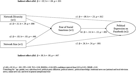 Structural equation model of relationships.