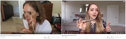 DE-PROFESSIONALIZATION OF BEAUTY VLOGGERS’ VIDEO CONTENT (LEFT: TANYA BURR, 2017 RIGHT: FLEUR DE FORCE, 2018)