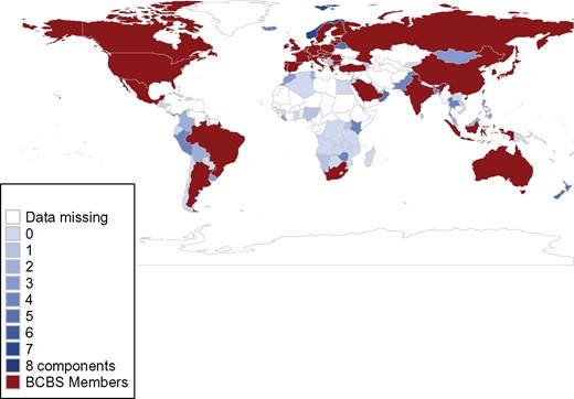 Map showing global uptake of Basel III.