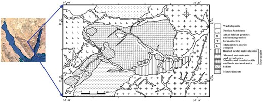 Geological map of the Wadi Sa'al area, central south Sinai, Egypt.