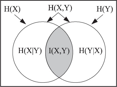 $H\left(X,Y\right) =H\left( X|Y\right) +H\left( Y|X\right) +I\left( X,Y\right)$.