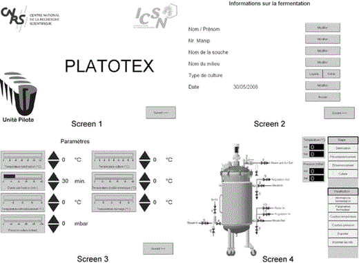 Platotex manager software (PMS) is an intuitive interface consisting of four screens dedicated to the storage of operator and culture references and monitoring of pressure and temperature during the process. At any time the operator can visualize and modify the fermentation parameters
