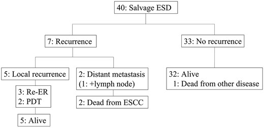 Clinical course after salvage ESD.