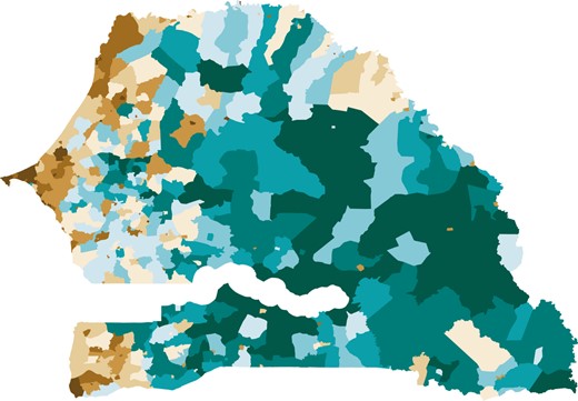 MPI headcount ratio in 2013 by commune
