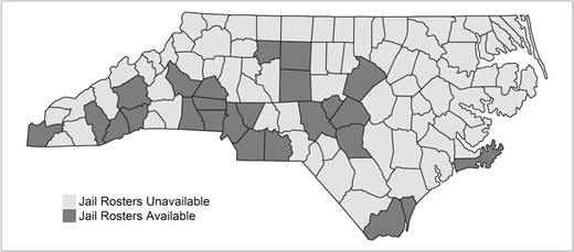 Availability of jail rosters by NC county.