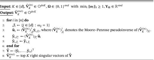 refine refine(K,V^K(in),Ω,YΩ), a single step of refinement of current iterate V^K(in)