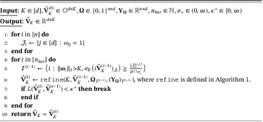 primePCA, an iterative algorithm for estimating VK given initialiser V^K(0)