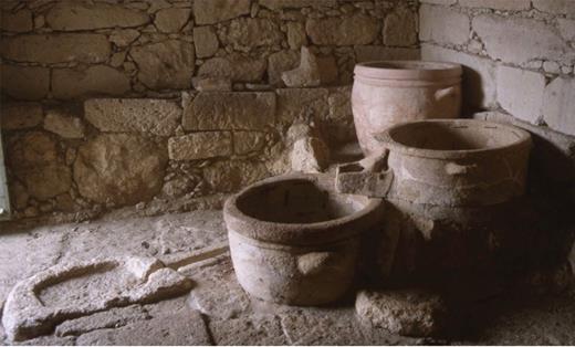 Late Bronze Age wine pressing assemblage at Vathypetro, Crete. Photo: J. Day.