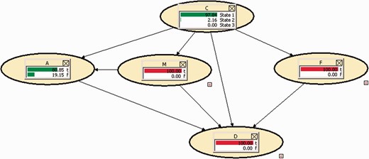 Instantiating nodes D, F and M.