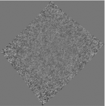 Residual image where all the sources were subtracted. Five iterations were performed. The colour scale runs between −0.03 and 0.03 Jy beam−1. The sidelobe pattern has been removed down to the thermal noise level.