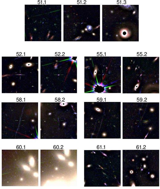 Images have been filtered to reduce light glare from member galaxies except for system 60 which is shown in its original unfiltered version.