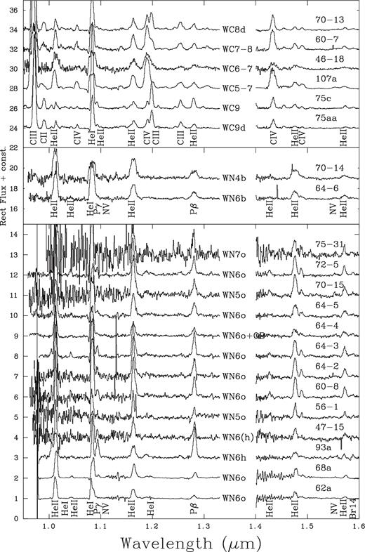YJ-band spectra of new WR stars, plus unpublished NTT/SOFI spectroscopy of previously identified WR stars (WR62a, WR68a, WR75aa, WR75c, WR93a and WR107a).