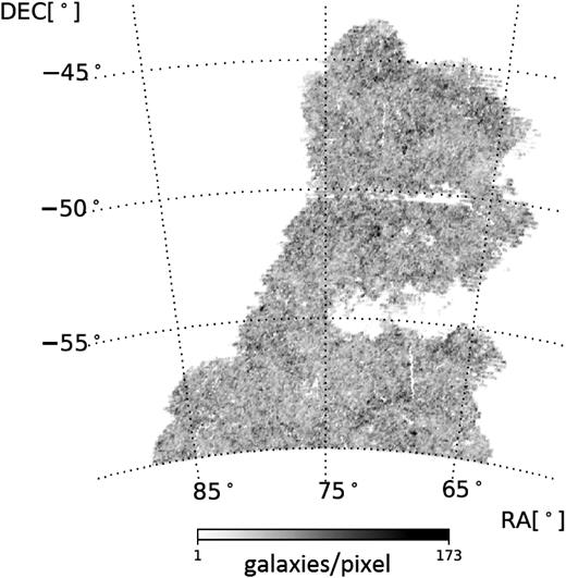 Footprint of the DES SV benchmark sample (Crocce et al. 2016). We use approximately 2.3 million objects contained within this area for our studies.