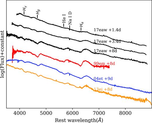 The spectra of SN 2017eaw in the early phase, and comparison with those of other well-studied SNe IIP around the maximum.