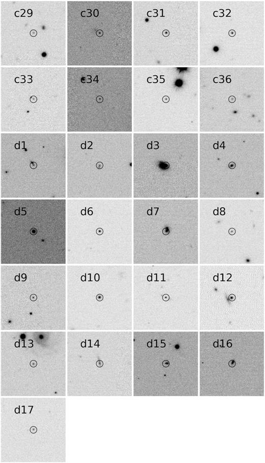 Images of transient candidates from c29 to d17 at the brightest magnitude. The size is 1 arcmin x 1 arcmin.