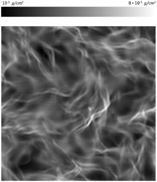 Typical input for our low-pass filter experiment. Spatial frequencies above a threshold are cut-off in Fourier space. Different cut-offs were experimented with.