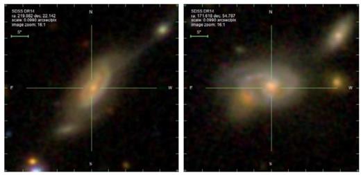 Examples of galaxy systems images with double interactions.
